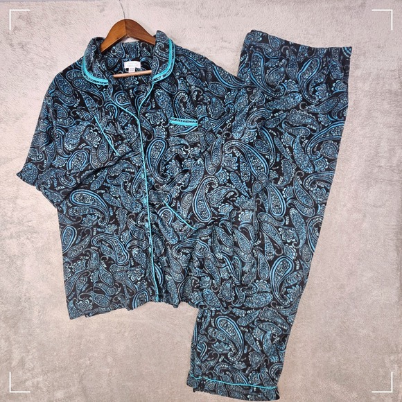 Celestial Dreams Soft Fleece Pajama Set 3X Paisley Print Top & Pants Sleepwear - Picture 1 of 8
